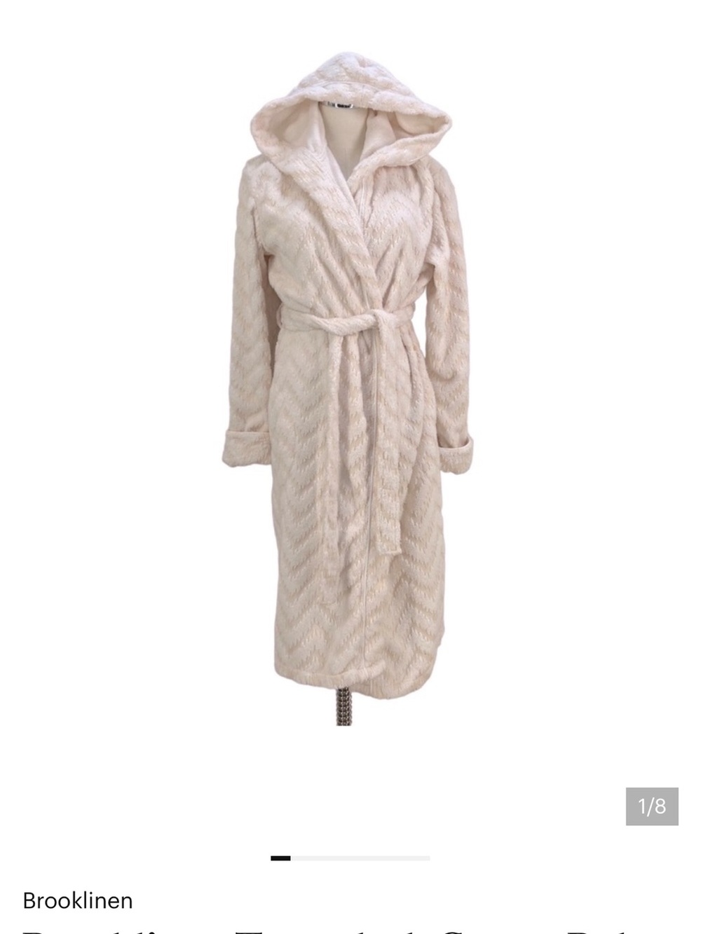 Brooklinen Plush Hooded Robe in Cream
